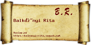 Balkányi Rita névjegykártya