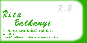 rita balkanyi business card